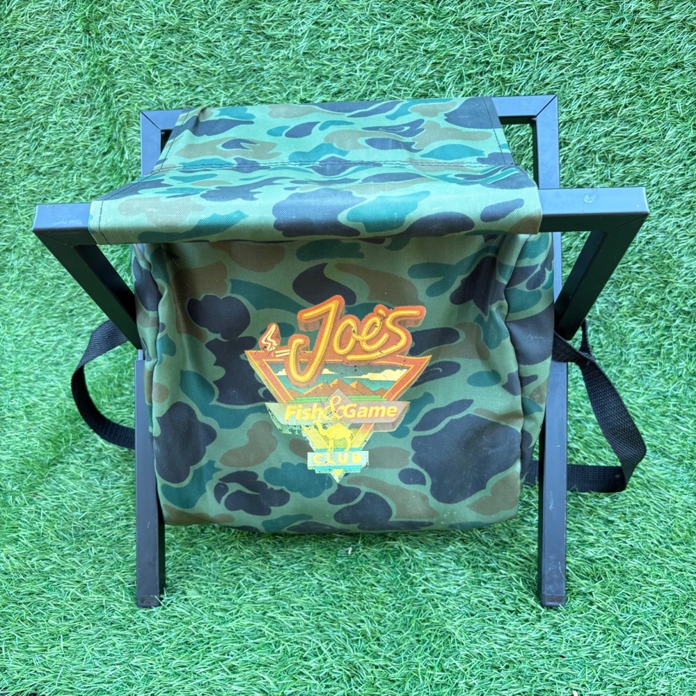 Joe Camel Vintage Fish & Game Club Folding Stool Cooler Bag Green Camo Good OS